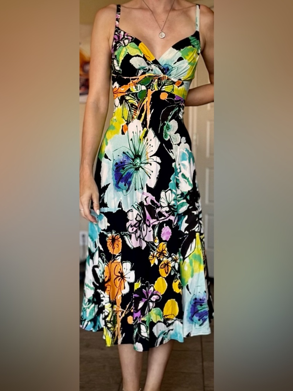 Vintage Jams World Colorful Floral Maxi Dress Xs